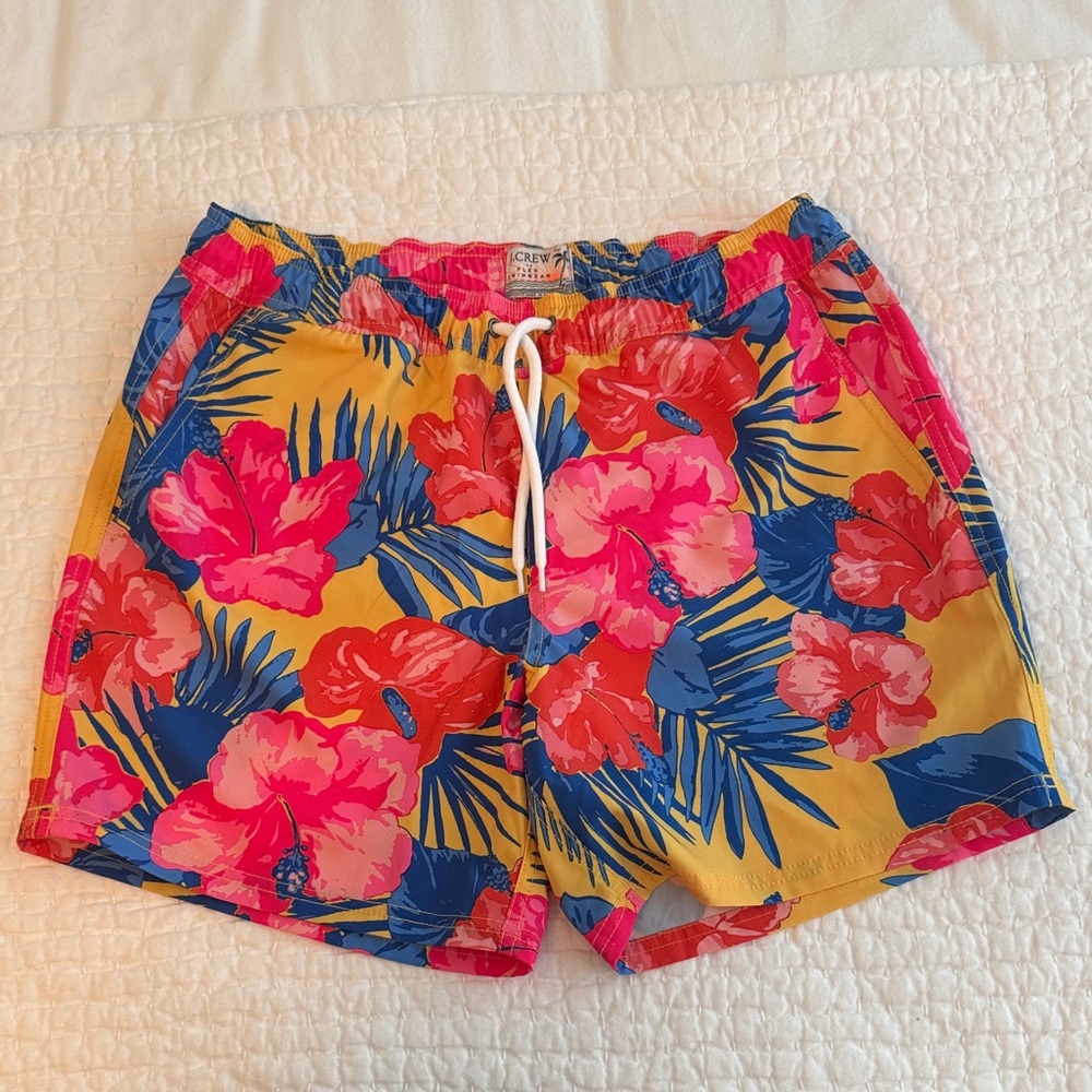 J. Crew Floral Swim Trunks - Yellow, Pink, Blue